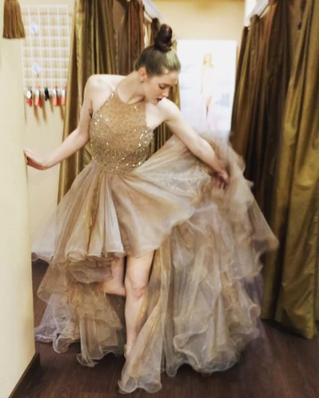 High-low Organza Beading Prom Dresses Evening Gowns Party Dresses PG303