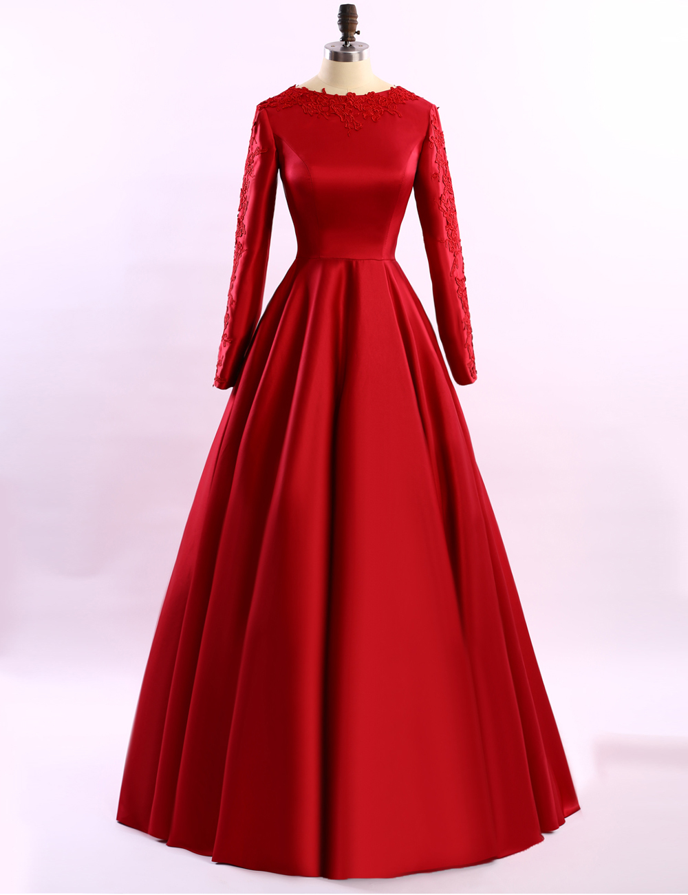 Simple Long Sleeve Red Evening Dresses 2017 Long Evening Dress With Sleeves Formal Dresses Special Occasion Dresses