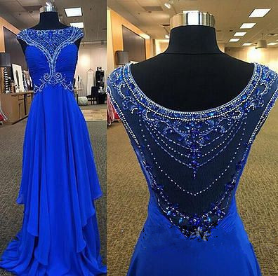Royal Blue Prom Dress Long Party Dress,beaded Prom Dress,handmade Prom Dress,sequin Prom Dress, Dress For Prom