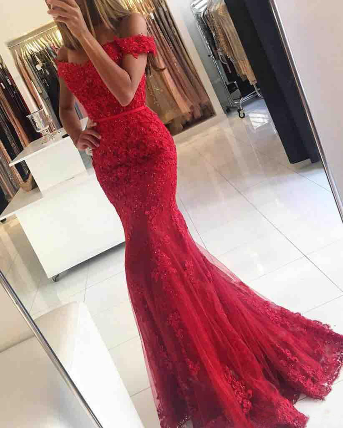 red lace debs dress