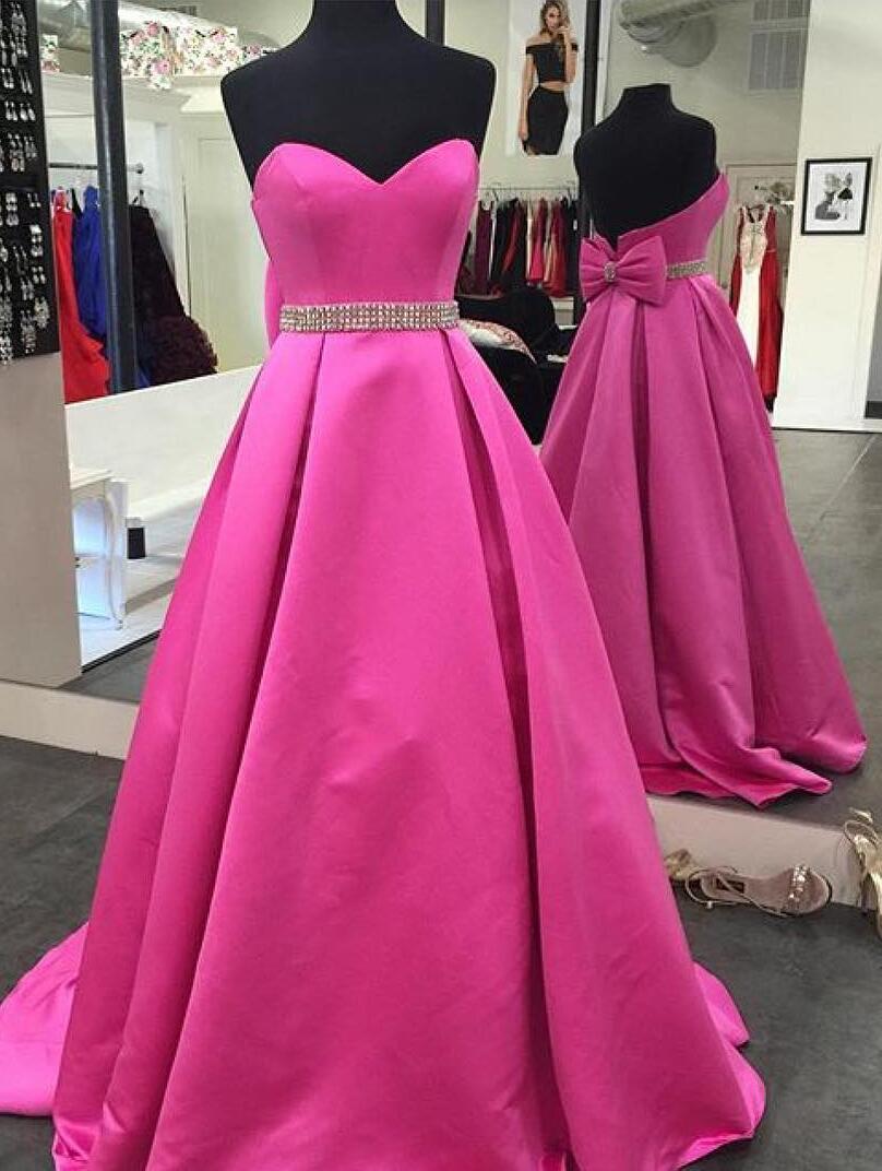 Pink Prom Dresses,satin Ball Gowns,prom Dresses 2017,formal Evening Gowns,women's Party Dress on