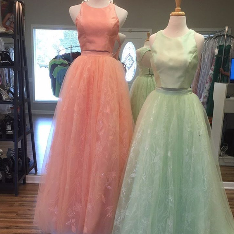 Two Piece Prom Dresses,2 Piece Prom Dresses,coral Prom Dresses,mint ...