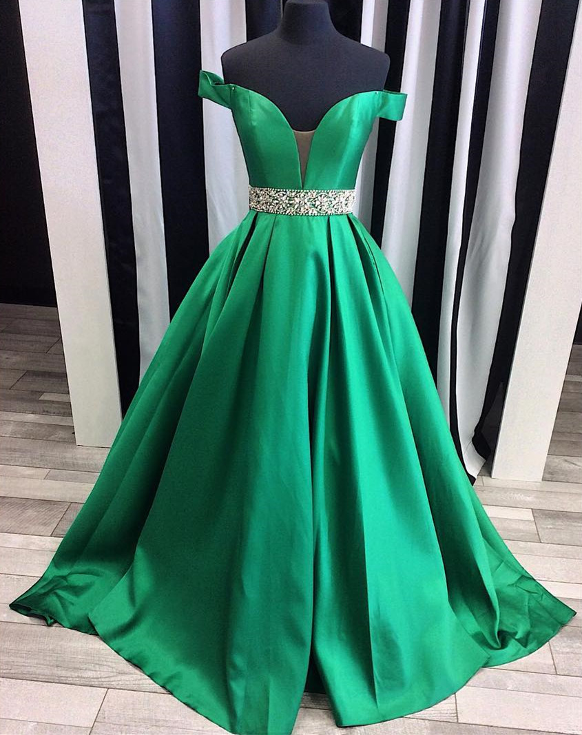 Sexy Off The Shoulder Satin Ball Gowns Prom Evening Dresses 2017