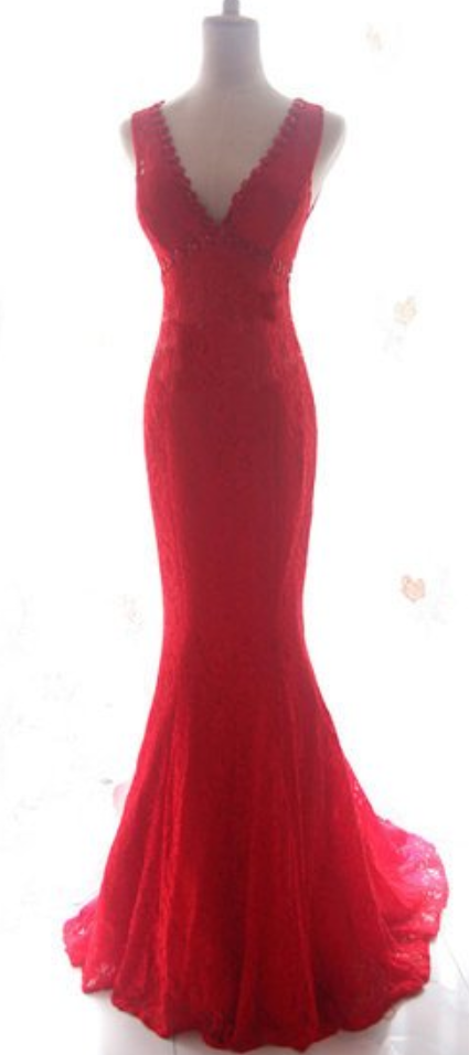 Red Prom Dresses,lace Prom Dress,mermaid Prom Dress,backless Prom Dress,evening Dress