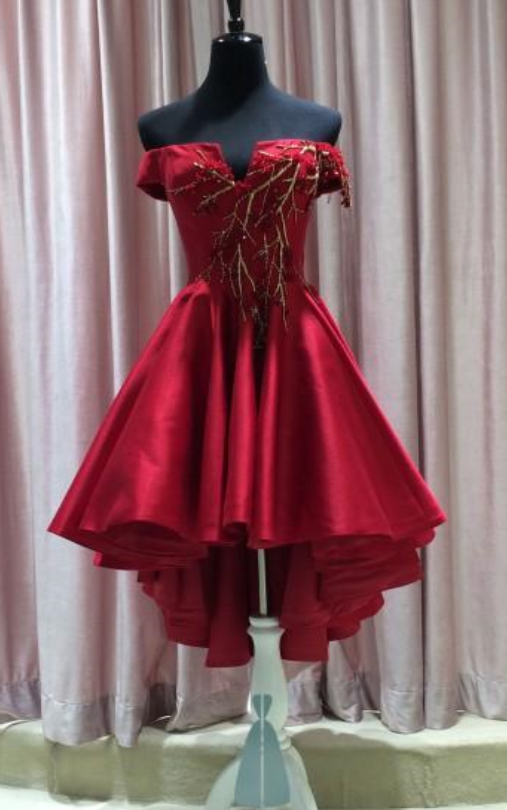 Red Short Irregular Train Mini Dresses Honor Special Event Prom Gown Formal Evening Dress For Women Bridesmaids Cocktail