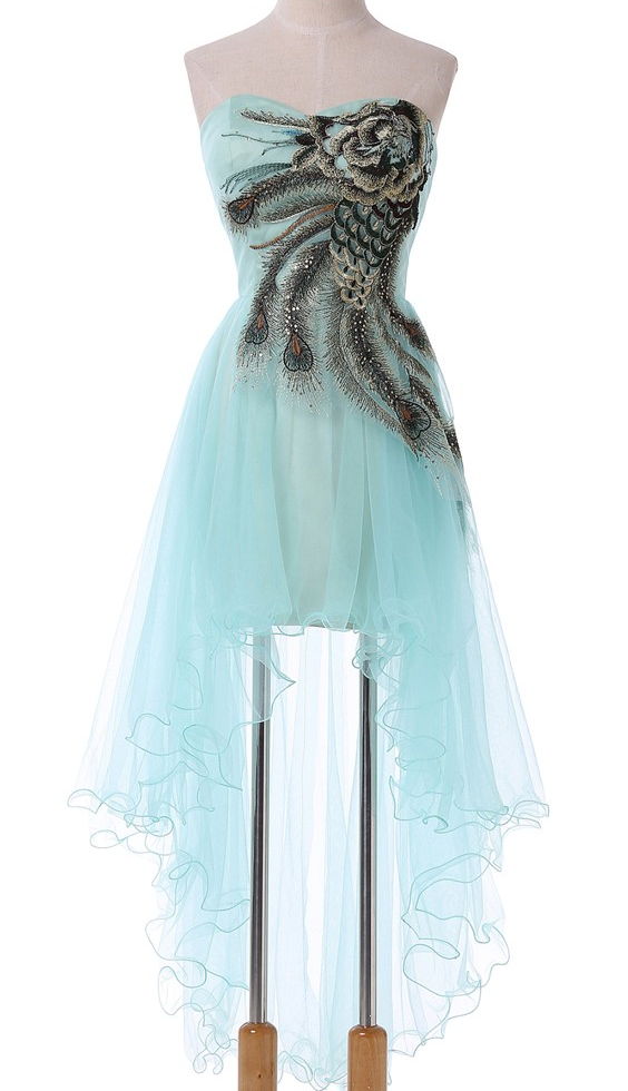 Sweetheart Sexy Peacock Pale Turquoise Blue Homecoming Dresses Asymmetrical  Short Front Long Back on Luulla