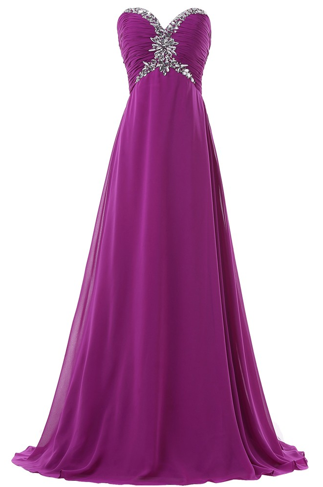 Long Evening Dress Purple Lange Avondjurk Grace Karin 2017 Sweetheart Chiffon Formal Special Occasion Dresses