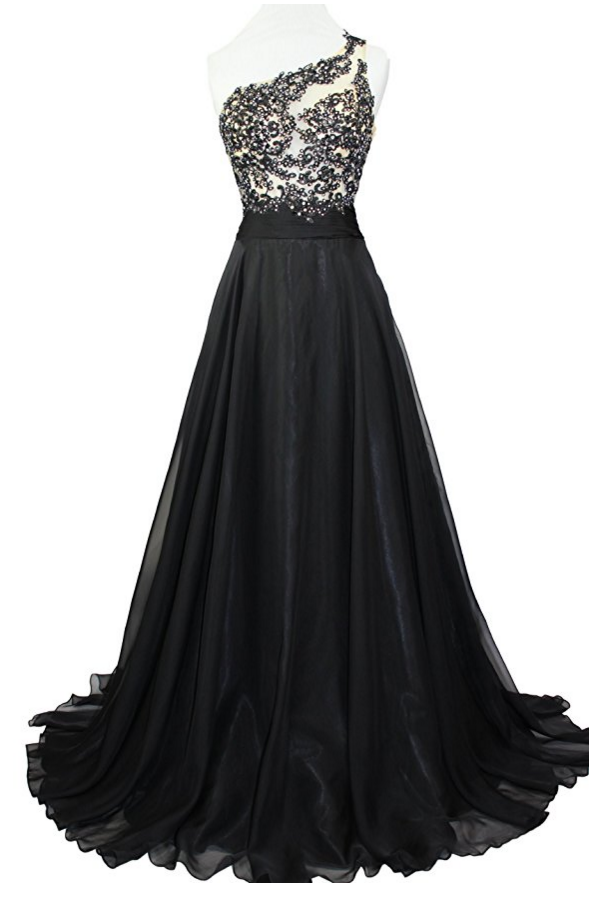 Women's One Shoulder Lace Sheer Top Prom Pageant Formal Dress