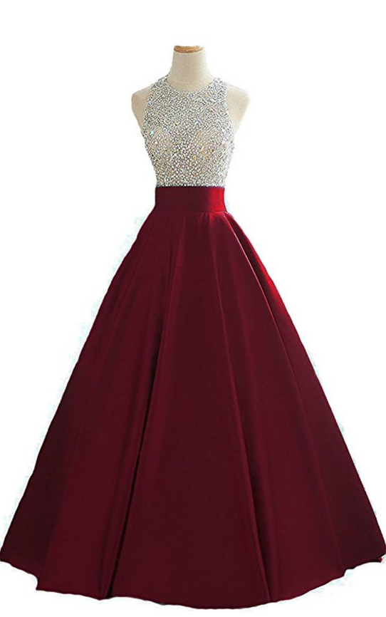 Women's Sequins Keyhole Back Evening Ball Gown Beaded Prom Formal Dresses Long