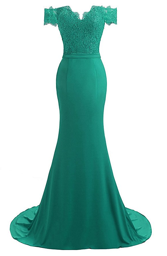 Women's V-neck Mermaid Evening Party Gowns Appliques Formal Prom Dresses Long