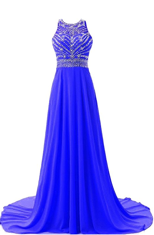 Evening Ball Gown Chiffon Beaded Prom Formal Dresses