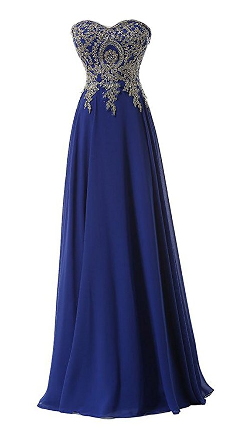 Lace Appliques Evening Party Ball Gown Beaded Prom Formal Dresses