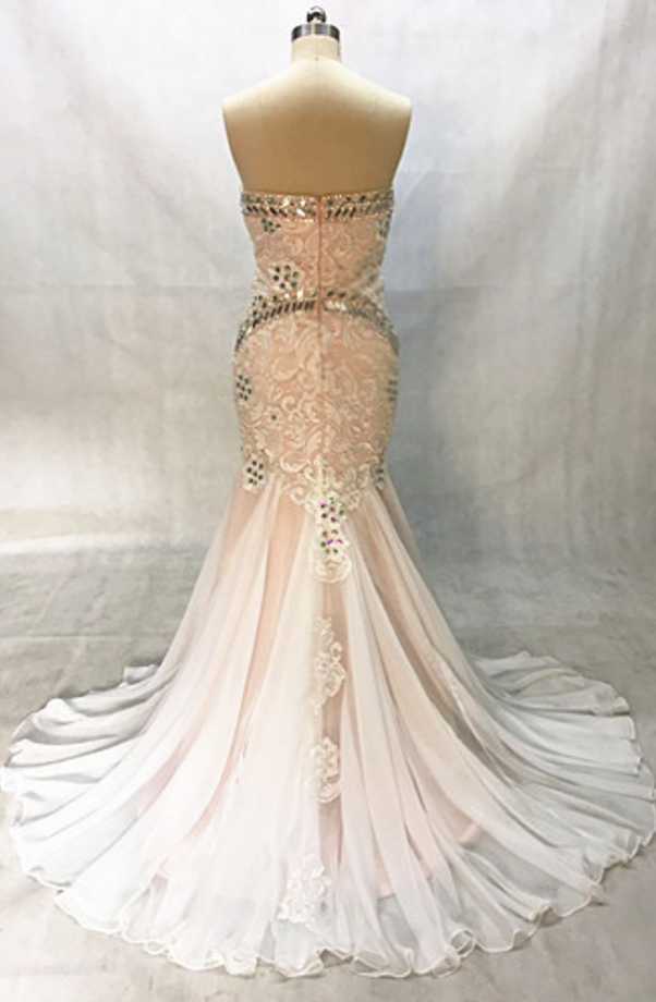 Mermaid Tulle Open Back Straps Beadings Prom Dresses LBQ0258 main image 1