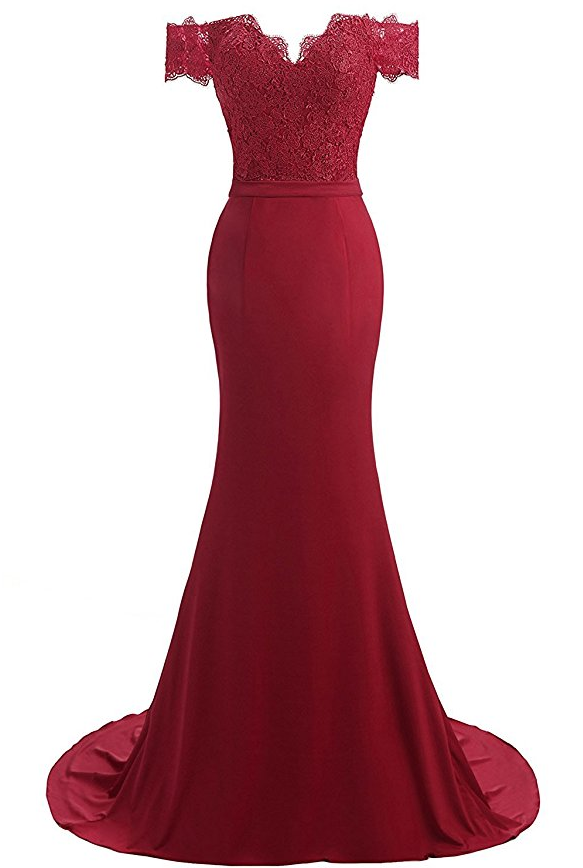 Women's V-neck Mermaid Evening Party Gowns Appliques Formal Prom Dresses Long H115