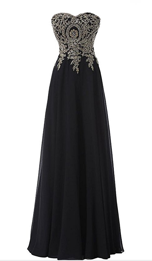 Women's Lace Appliques Evening Party Ball Gown Beaded Prom Formal ...