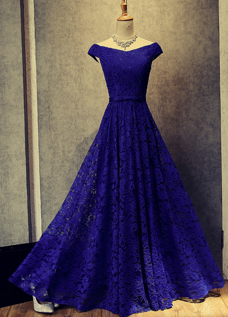 Off The Shoulder A-line Lace Applique Prom Dress/evening Dress