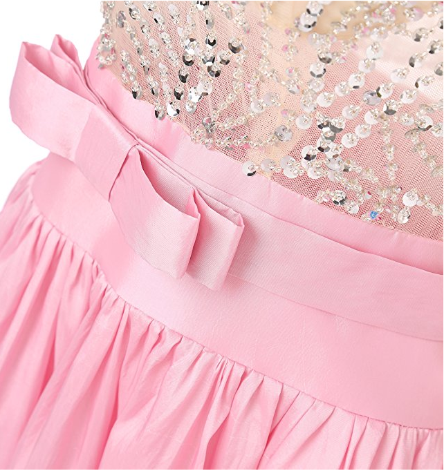 A-Line/Elegant Sleeveless V-neck Tulle Paillette Prom Dresses main image 0