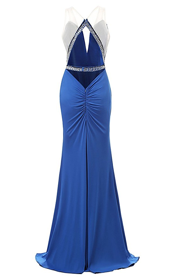 Mermaid High Neck Open Back Red Prom Dress with Beadings LBQ0343 main image 0