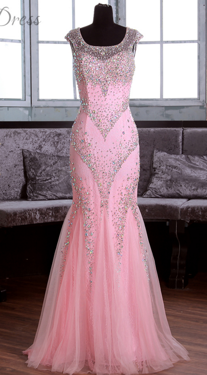 Flower Dress Watermelon Fashion Floor Length Elegant Chiffon Crystal Beaded Evening Dresses 