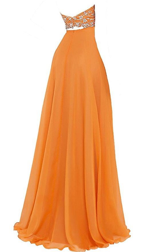 Two Pieces Halter Prom Dress Chiffon Beaded Evening Dress on Luulla