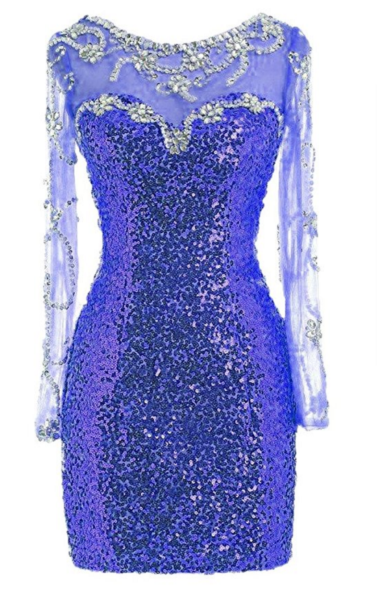 Women's See Through Sequins Prom Dress Short Beaded Homecoming Dress