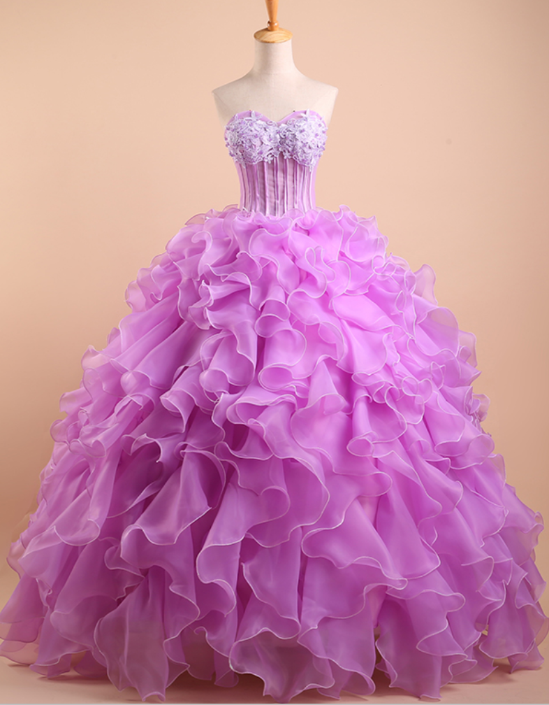 Sweetheart Floor-length Quinceañera Dress With Ruffled Layers