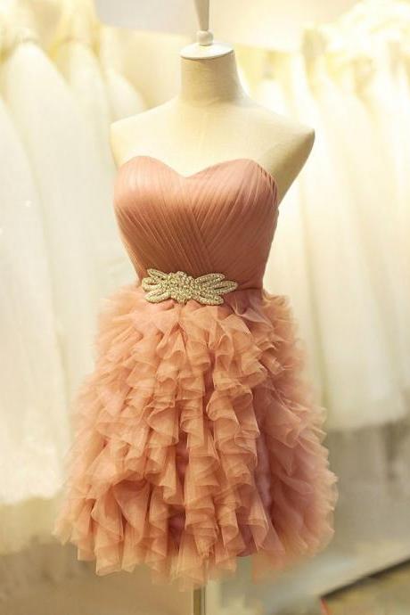 Short Cocktail Formal Dress With Ruffle Skirt