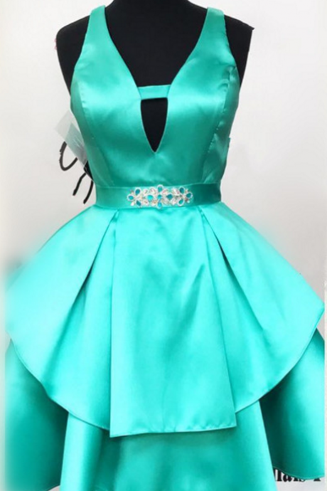 Mint Green Homecoming Dress, Short V Neck Prom Dress,ruffles Dress,short Mini Ball Gowns
