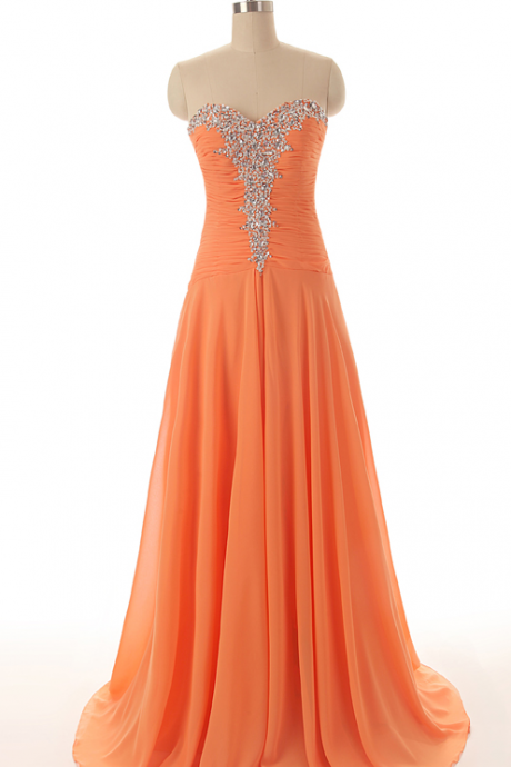 Pleated Sweetheart Neck With Rhinestones Beads Lace Up Back A Line Chiffon Party Dresses
