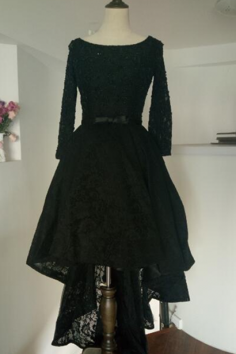 Black High Low Bling Bling Beading Prom Dresses Real Photo Lace Up Elegant Party Dresses