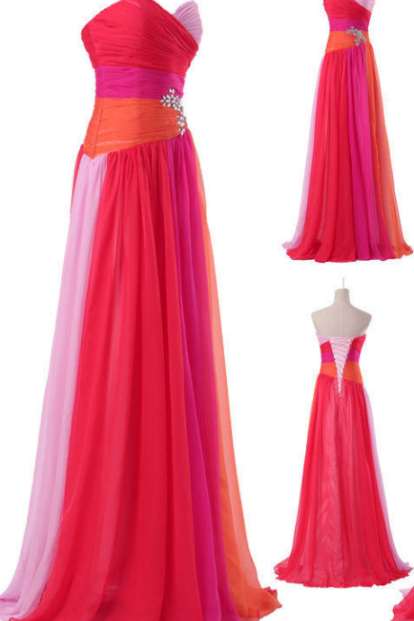 Elegant Multicolor Chiffon Prom Dress,a Line Floor Length Long Evening Dress,formal Party Dress