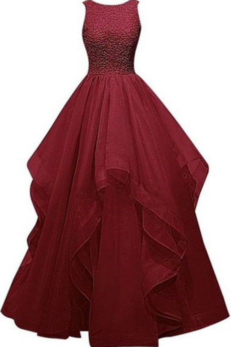 Real Charming Long Burgundy Prom Dresses,ball Gown Beading Prom Gowns,sparkly Prom Dress For Girls