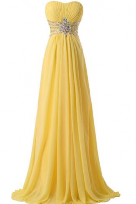 Yellow High Pleated Beads Sequin Beads Sequin Prom Dresses Fashion Chiffon Floor Length Prom Gowns Women Sexy Bra Halter Dress Evening Dresses