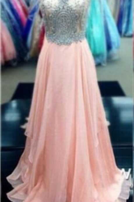 Pink Prom Dresses Long Del Della In Cap Sleeve Relief Crystal Chiffon Dresses Formal Dress Ombre Coral Prom Dress