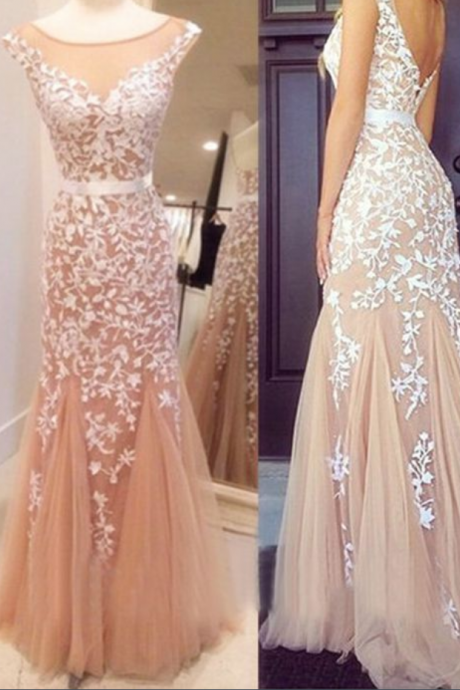 Prom Dress,elegant Prom Dress,sexy Prom Dress,long Evening Dress Wtih Appliques,formal Gown