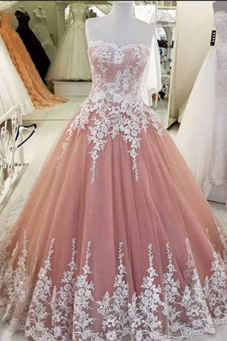Strapless Ball Gown Formal Occasion Dress With Lace