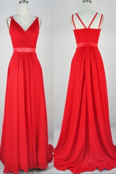Red Formal Occasion Dress Chiffon Maxi Dress