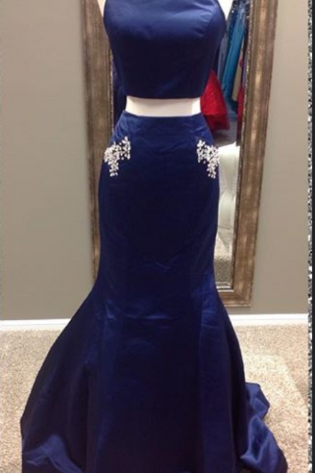 Pieces Mermaid Prom Dress With Pockets