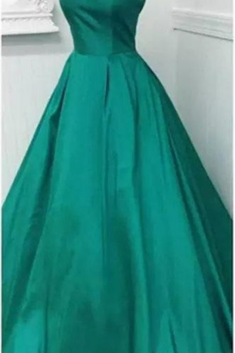 Square Neck Emerald Green Prom Dress