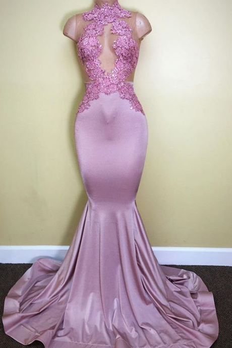 Fitted Prom Dress With Appliqued Bodice Evening Dresses