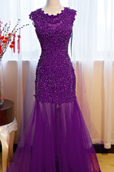 The Purple Mermaid Lace Dress Has Long Been A Formal Evening Gown For A Sequined Gown