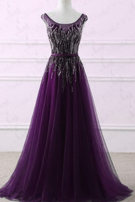 A Gorgeous Evening Gown Of A Woman's Party Formal Gown Of Sequined Purple Evening Gown In A Nightgown