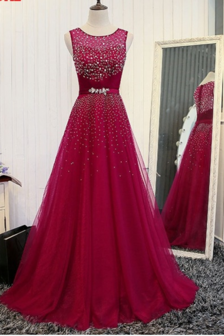 A Formal Evening Dress Is At The Luxury Red Crystal Evening Dress