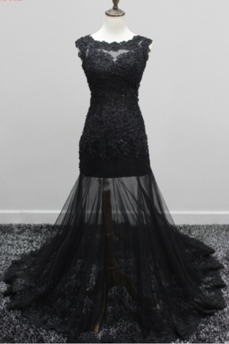 The Mermaid Black Lace Ball Gown The Woman Wore Formal Dress For The Evening Gown, The Evening Gown