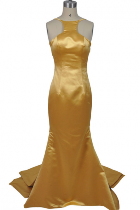 The Sexy Back Evening Gown Of Gold Ruffled Satin Gown Of A Tuxedo Ball Gown Evening Dresses