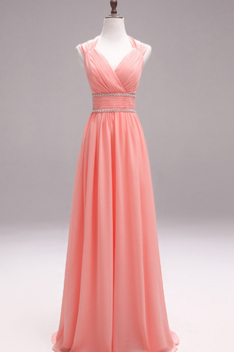 The Woman Of The Evening Dress Of Evening Dress Extends Chiffon Without Sleeves And Long Gown