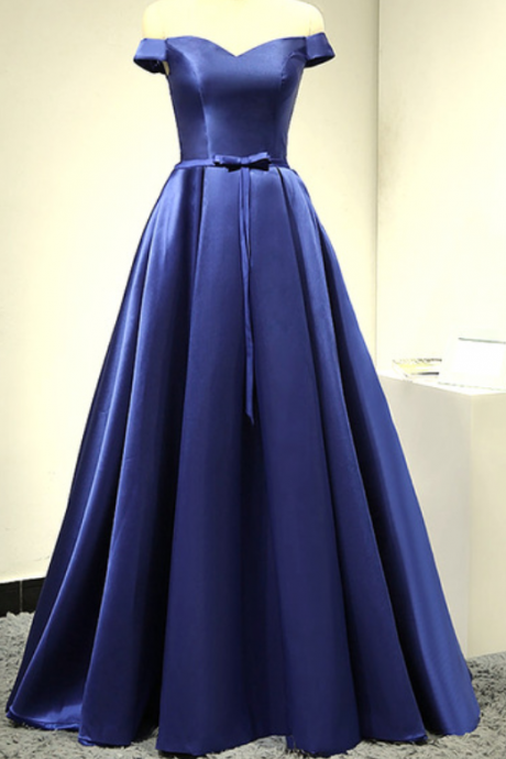 Elegant Line Real Photograph Of The Shoulder Royal Blue Evening Dress Of The Outer Frame Spring Dress Carnival Evening Dress