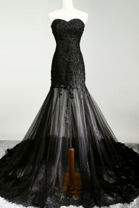 Elegant Real Photo Of The Evening Dress Line Dear Sparkly Lace Applique Church Train Evening Gown