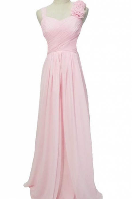 There Are Two Shoulders Pink And Pink Violet Ice Royal Blue - Colored Chiffon Gown Of The Bridesmaid Dresses