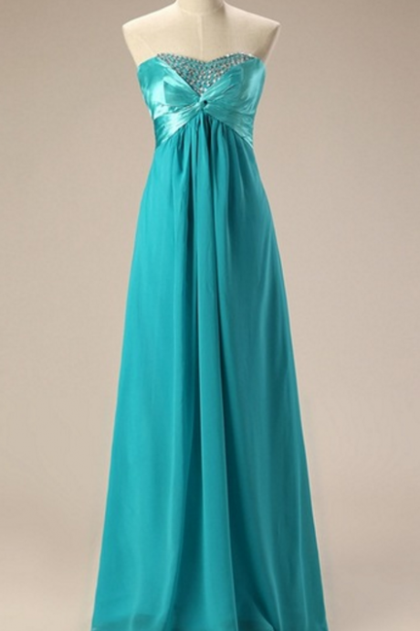 Strapless Beaded Twisted Ruched A-line Floor-length Prom Dress, Evening Dress Featuring Lace-up Back